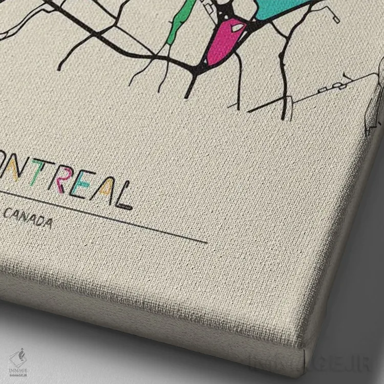 تابلو نقشهٔ مونترال، کانادا اثر آیشه دنیز آکِرمان - نمای نزدیک بافت بوم
