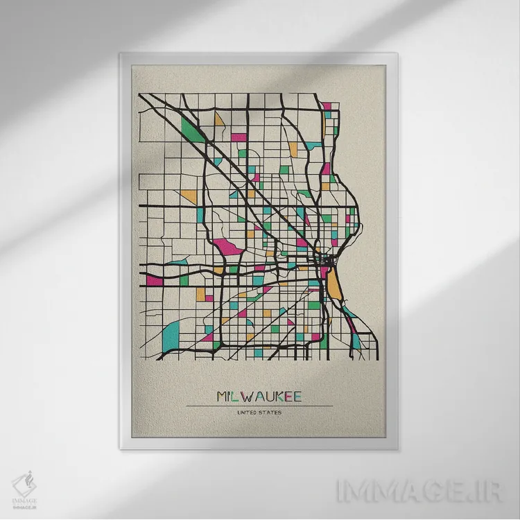 تابلو نقشهٔ میلواکی، ویسکانسین اثر آیشه دنیز آکِرمان - نمای قابدار سفید