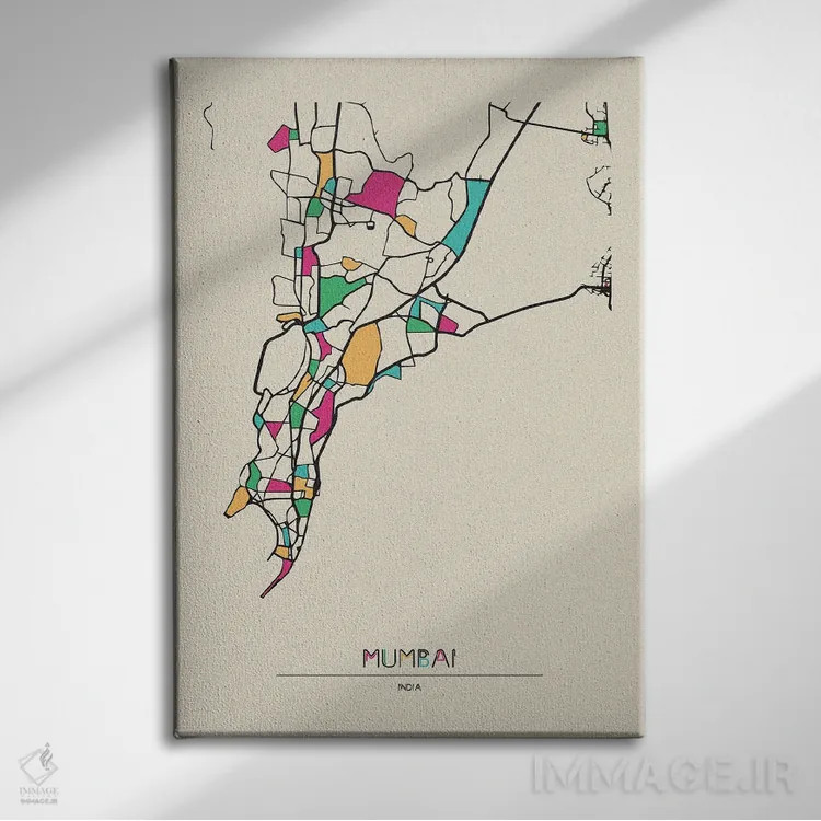 تابلو نقشهٔ بمبئی، هند اثر آیشه دنیز آکِرمان - نمای روبهرو روی دیوار