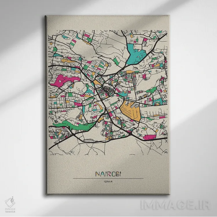تابلو نقشهٔ نایروبی، کنیا اثر آیشه دنیز آکِرمان - نمای روبهرو روی دیوار