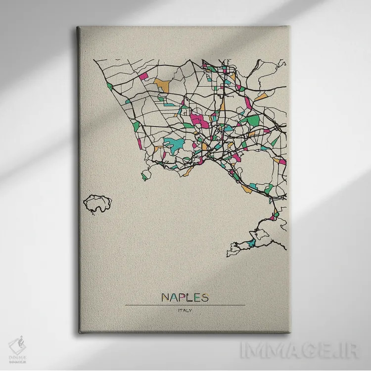 تابلو نقشهٔ ناپل، ایتالیا اثر آیشه دنیز آکِرمان - نمای روبهرو روی دیوار