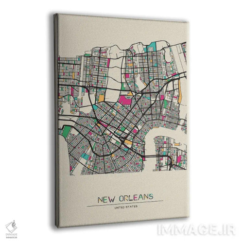 تابلو نقشهٔ نیواورلئان، لوئیزیانا اثر آیشه دنیز آکِرمان - نمای پرسپکتیو محصول