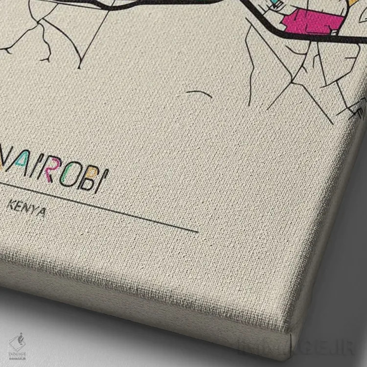 تابلو نقشهٔ نایروبی، کنیا اثر آیشه دنیز آکِرمان - نمای نزدیک بافت بوم