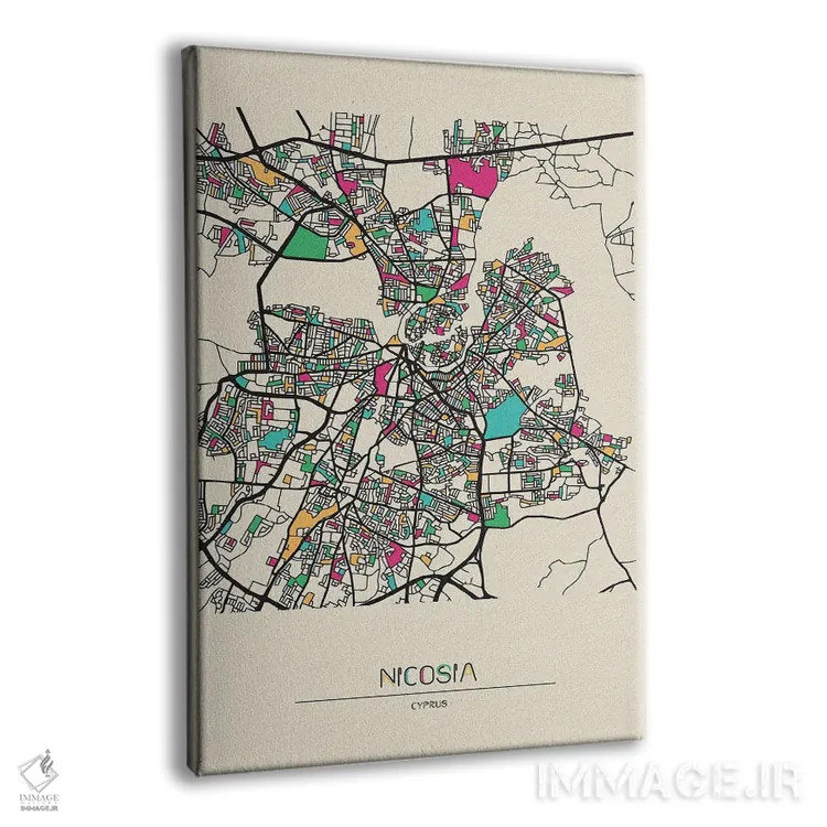 تابلو نقشهٔ نیکوزیا، قبرس اثر آیشه دنیز آکِرمان - نمای پرسپکتیو محصول