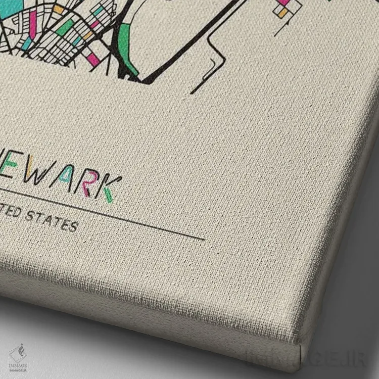 تابلو نقشهٔ نیوآرک، نیوجرسی اثر آیشه دنیز آکِرمان - نمای نزدیک بافت بوم