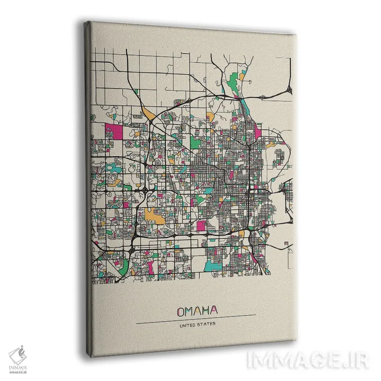 تابلو نقشهٔ اوماها، نبراسکا اثر آیشه دنیز آکِرمان - نمای پرسپکتیو محصول