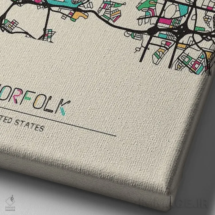 تابلو نقشهٔ نورفک، ویرجینیا اثر آیشه دنیز آکِرمان - نمای نزدیک بافت بوم