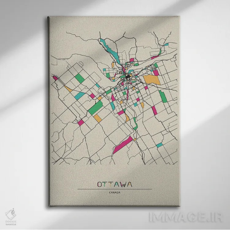 تابلو نقشهٔ اتاوا، کانادا اثر آیشه دنیز آکِرمان - نمای روبهرو روی دیوار