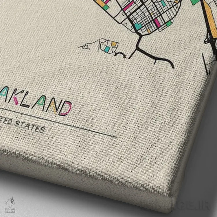 تابلو نقشهٔ اوکلند، کالیفرنیا اثر آیشه دنیز آکِرمان - نمای نزدیک بافت بوم