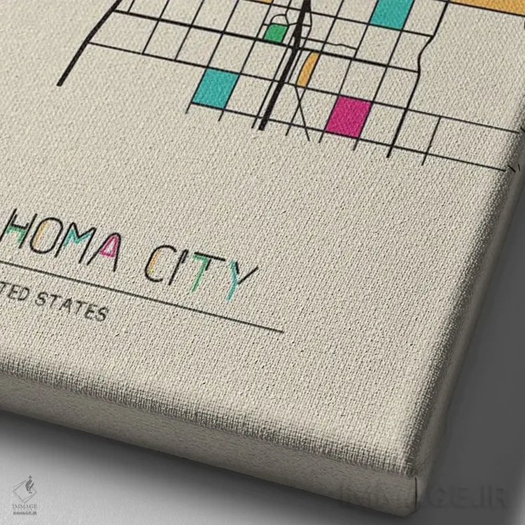 تابلو نقشهٔ شهر اوکلاهاما، آمریکا اثر آیشه دنیز آکِرمان - نمای نزدیک بافت بوم