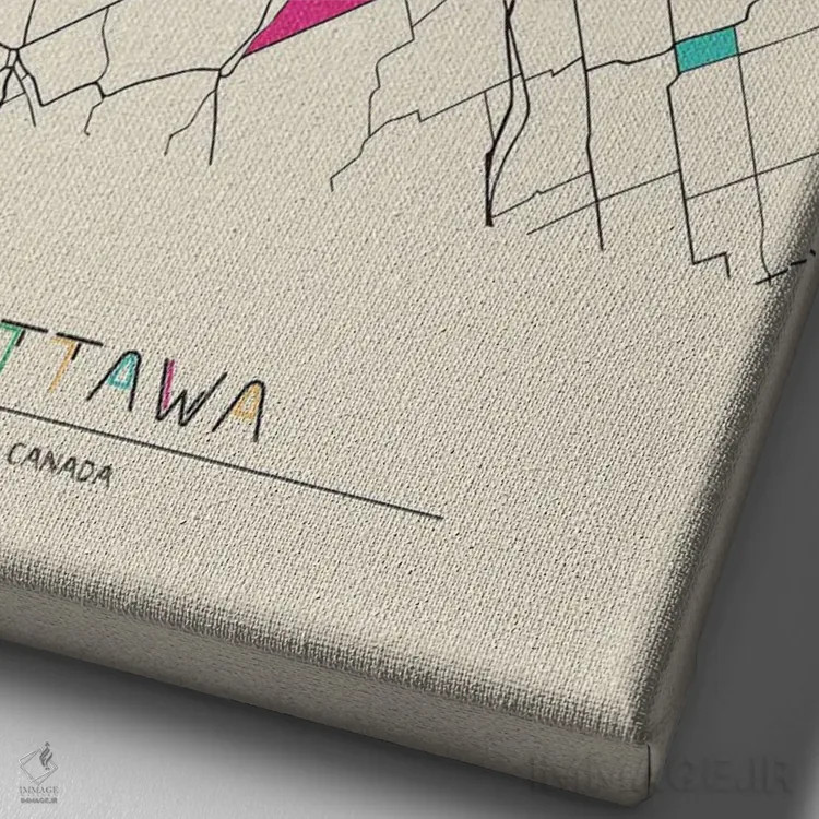 تابلو نقشهٔ اتاوا، کانادا اثر آیشه دنیز آکِرمان - نمای نزدیک بافت بوم