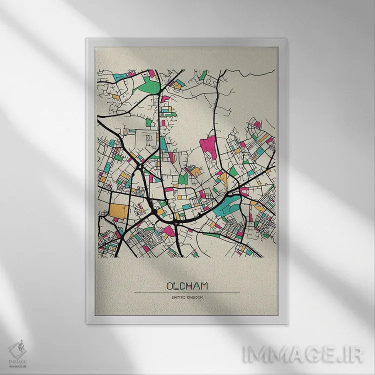 تابلو نقشهٔ اولدهام، انگلستان اثر آیشه دنیز آکِرمان - نمای قابدار سفید