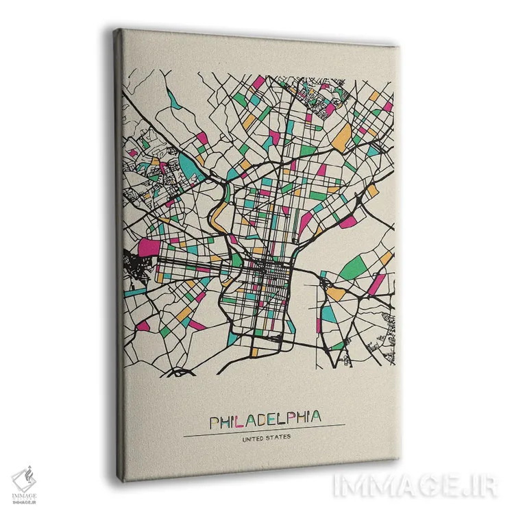 تابلو نقشهٔ فیلادلفیا، پنسیلوانیا اثر آیشه دنیز آکِرمان - نمای پرسپکتیو محصول