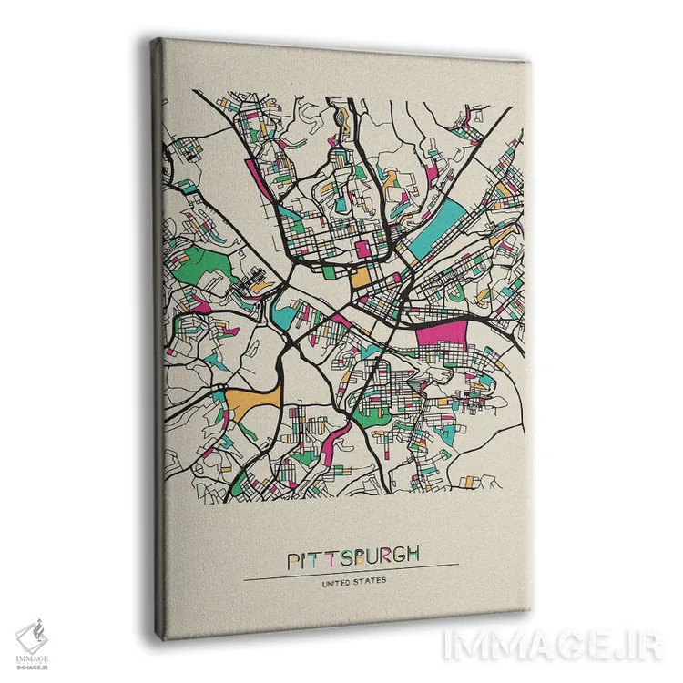 تابلو نقشهٔ پیتسبورگ، پنسیلوانیا اثر آیشه دنیز آکِرمان - نمای پرسپکتیو محصول