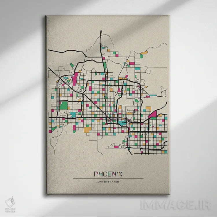تابلو نقشهٔ فینیکس، آریزونا اثر آیشه دنیز آکِرمان - نمای روبهرو روی دیوار