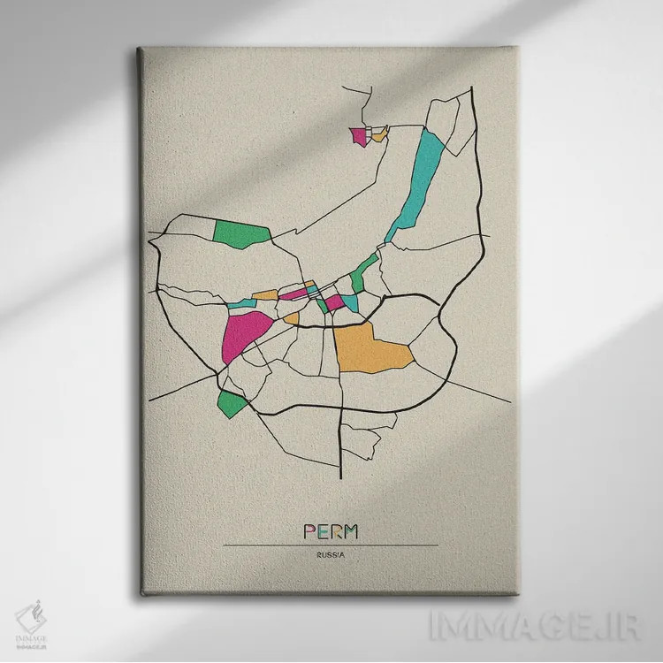 تابلو نقشهٔ پرم، روسیه اثر آیشه دنیز آکِرمان - نمای روبهرو روی دیوار