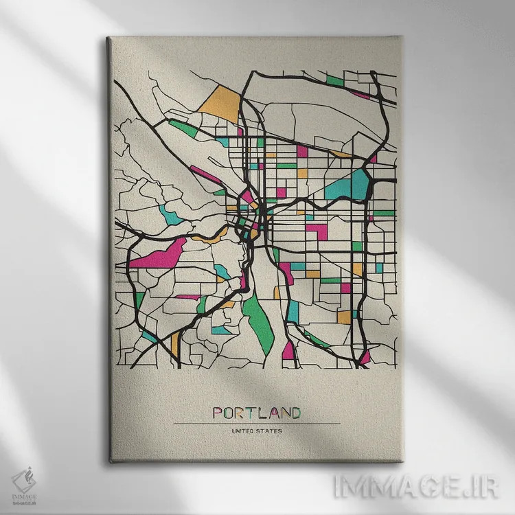 تابلو نقشهٔ پورتلند، اورگان اثر آیشه دنیز آکِرمان - نمای روبهرو روی دیوار