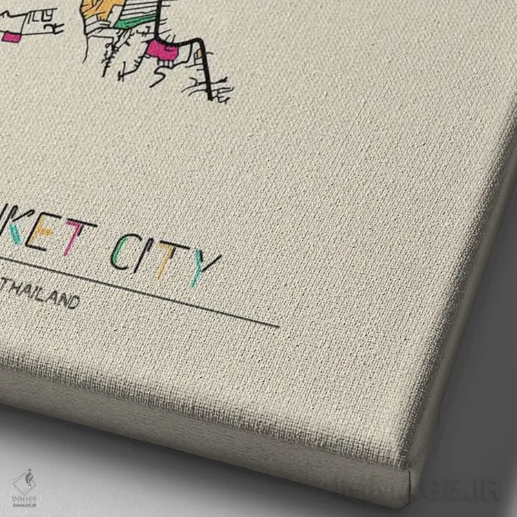 تابلو نقشهٔ پوکت، تایلند اثر آیشه دنیز آکِرمان - نمای نزدیک بافت بوم