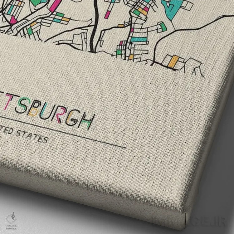 تابلو نقشهٔ پیتسبورگ، پنسیلوانیا اثر آیشه دنیز آکِرمان - نمای نزدیک بافت بوم