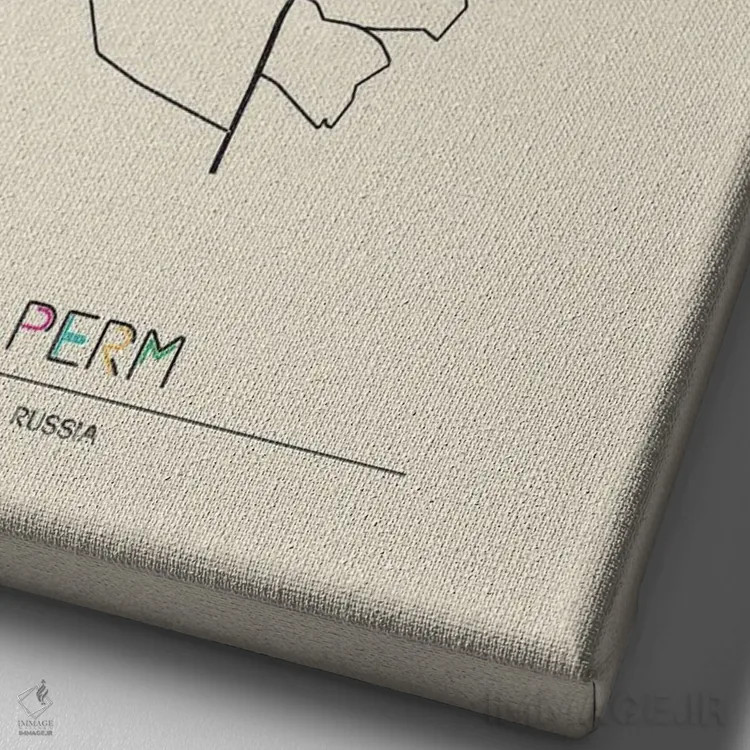 تابلو نقشهٔ پرم، روسیه اثر آیشه دنیز آکِرمان - نمای نزدیک بافت بوم