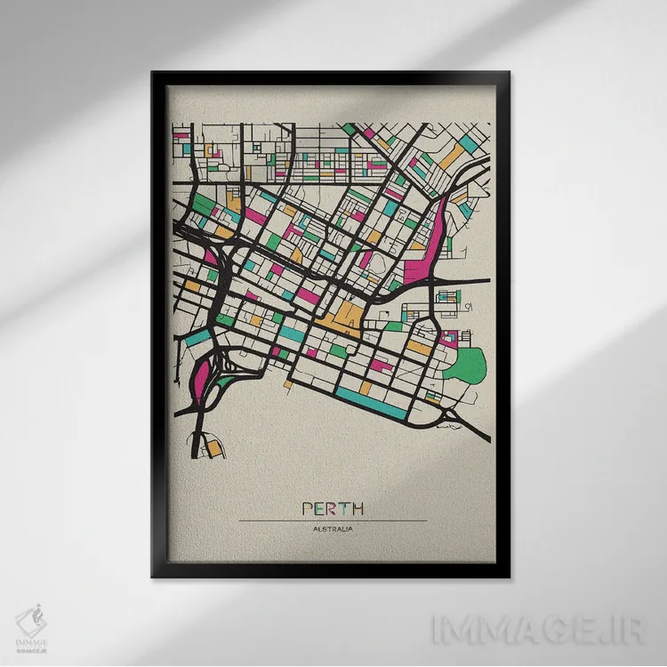 تابلو نقشهٔ پرت، استرالیا اثر آیشه دنیز آکِرمان - نمای قابدار مشکی