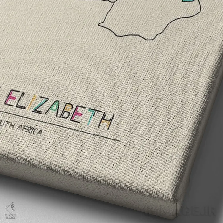 تابلو نقشهٔ پورت الیزابت، آفریقای جنوبی اثر آیشه دنیز آکِرمان - نمای نزدیک بافت بوم