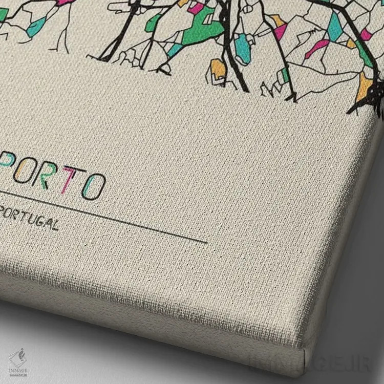 تابلو نقشهٔ پورتو، پرتغال اثر آیشه دنیز آکِرمان - نمای نزدیک بافت بوم