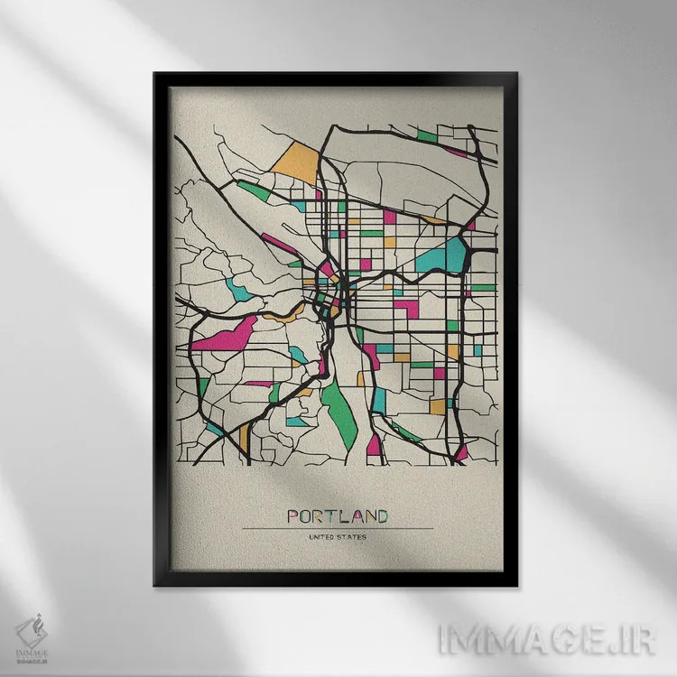 تابلو نقشهٔ پورتلند، اورگان اثر آیشه دنیز آکِرمان - نمای قابدار مشکی