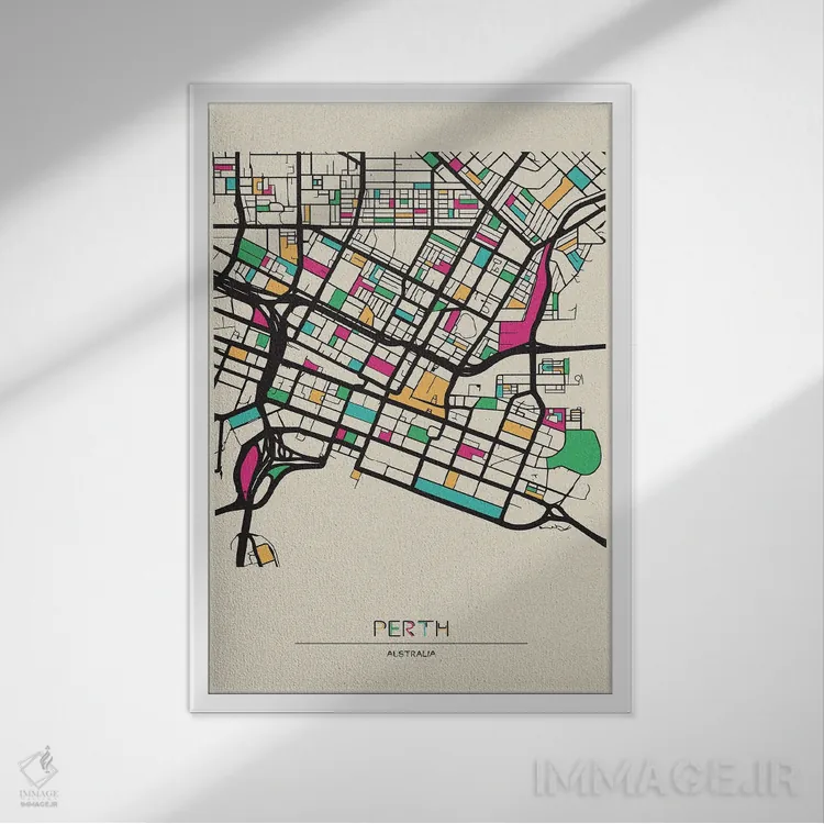 تابلو نقشهٔ پرت، استرالیا اثر آیشه دنیز آکِرمان - نمای قابدار سفید