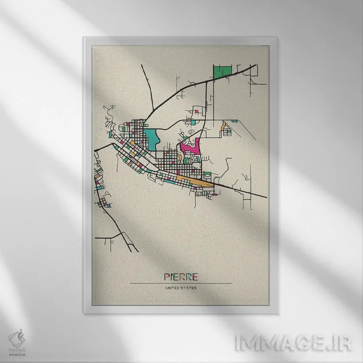 تابلو نقشهٔ پیر، داکوتای جنوبی اثر آیشه دنیز آکِرمان - نمای قابدار سفید