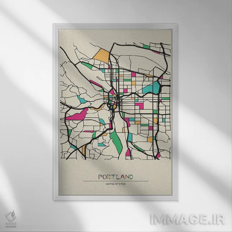 تابلو نقشهٔ پورتلند، اورگان اثر آیشه دنیز آکِرمان - نمای قابدار سفید