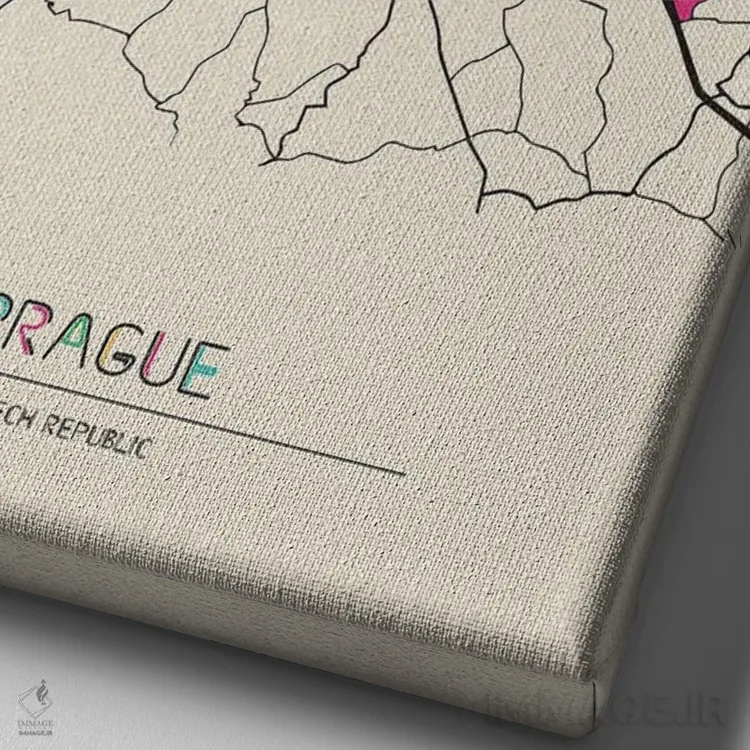 تابلو نقشهٔ پراگ، جمهوری چک اثر آیشه دنیز آکِرمان - نمای نزدیک بافت بوم