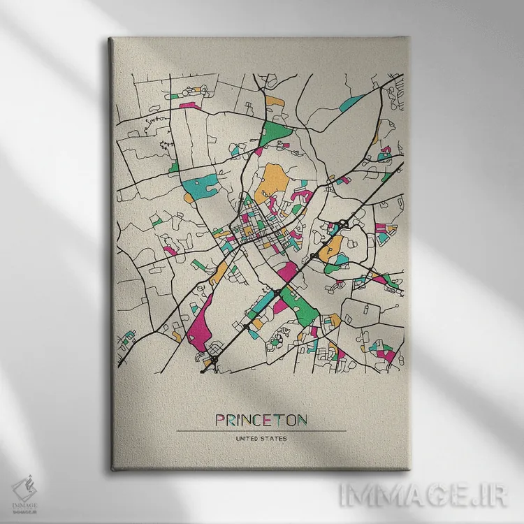 تابلو نقشهٔ پرینستون، نیوجرسی اثر آیشه دنیز آکِرمان - نمای روبهرو روی دیوار