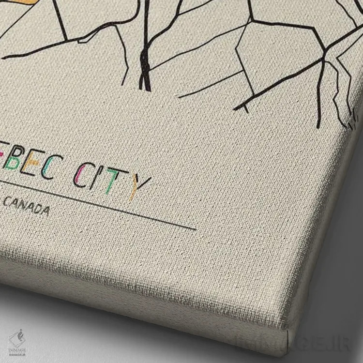 تابلو نقشهٔ شهر کبک، کانادا اثر آیشه دنیز آکِرمان - نمای نزدیک بافت بوم
