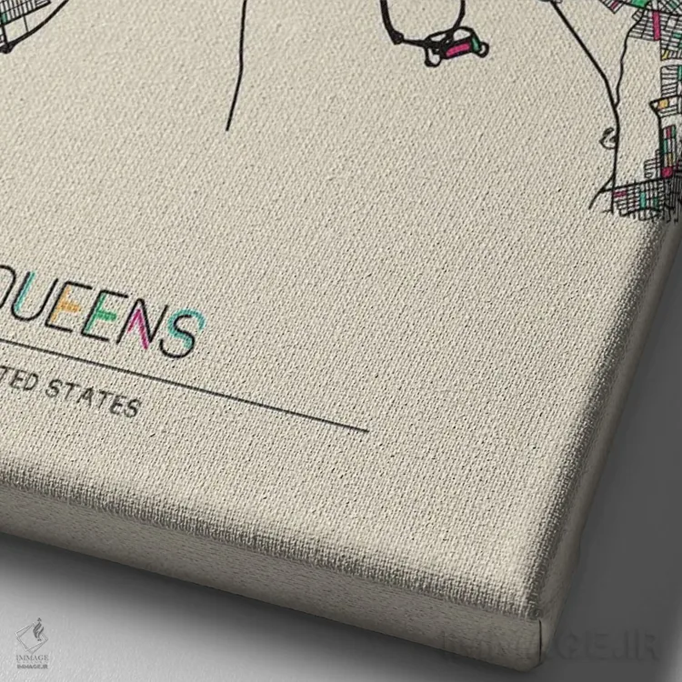 تابلو نقشهٔ کوئینز، نیویورک (محله) اثر آیشه دنیز آکِرمان - نمای نزدیک بافت بوم