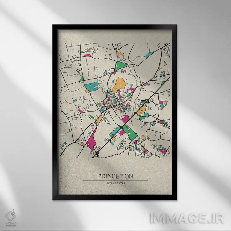 تابلو نقشهٔ پرینستون، نیوجرسی اثر آیشه دنیز آکِرمان - نمای قابدار مشکی