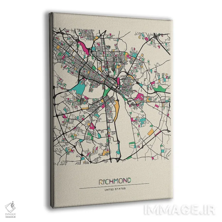 تابلو نقشهٔ ریچموند، ویرجینیا اثر آیشه دنیز آکِرمان - نمای پرسپکتیو محصول