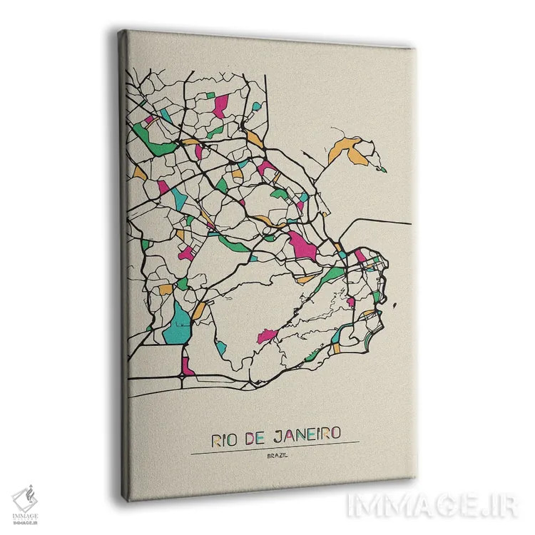 تابلو نقشهٔ ریو، برزیل (ریو دو ژانیرو) اثر آیشه دنیز آکِرمان - نمای پرسپکتیو محصول