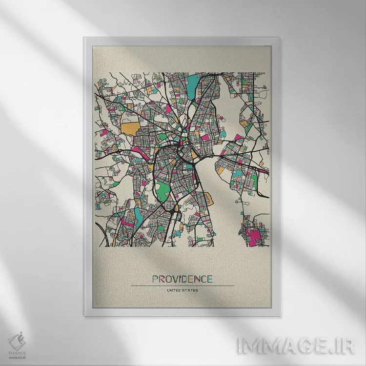 تابلو نقشهٔ پراویدنس، رود آیلند اثر آیشه دنیز آکِرمان - نمای قابدار سفید