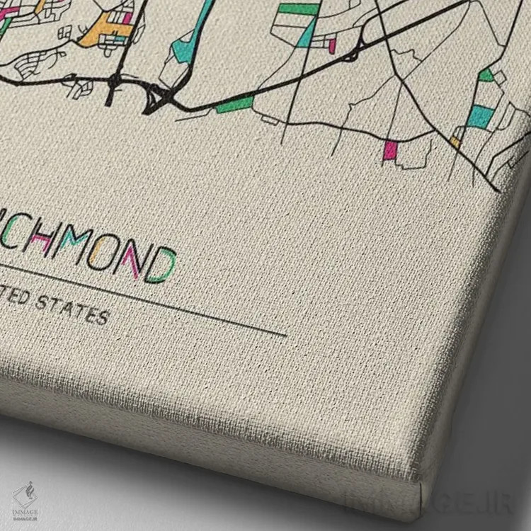 تابلو نقشهٔ ریچموند، ویرجینیا اثر آیشه دنیز آکِرمان - نمای نزدیک بافت بوم