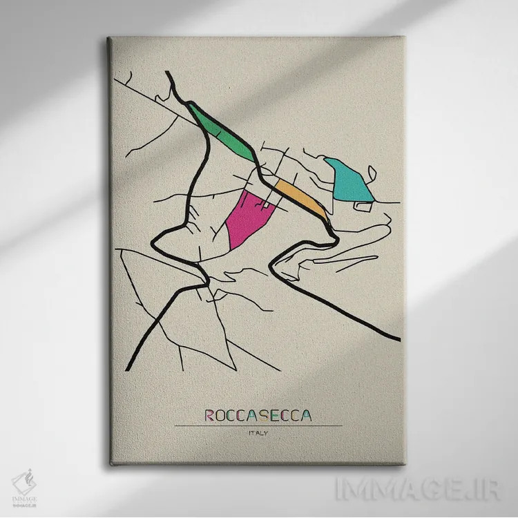 تابلو نقشهٔ روکازکا، ایتالیا اثر آیشه دنیز آکِرمان - نمای روبهرو روی دیوار