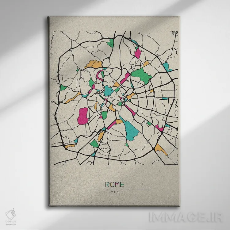 تابلو نقشهٔ رم، ایتالیا اثر آیشه دنیز آکِرمان - نمای روبهرو روی دیوار