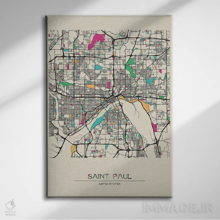 تابلو نقشهٔ سینت پال، مینهسوتا اثر آیشه دنیز آکِرمان - نمای روبهرو روی دیوار