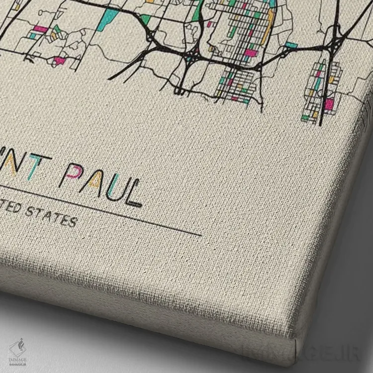 تابلو نقشهٔ سینت پال، مینهسوتا اثر آیشه دنیز آکِرمان - نمای نزدیک بافت بوم
