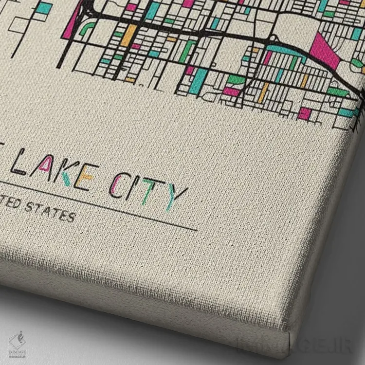 تابلو نقشهٔ سالتلیکسیتی، یوتا اثر آیشه دنیز آکِرمان - نمای نزدیک بافت بوم