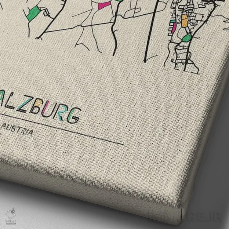 تابلو نقشهٔ سالزبورگ، اتریش اثر آیشه دنیز آکِرمان - نمای نزدیک بافت بوم