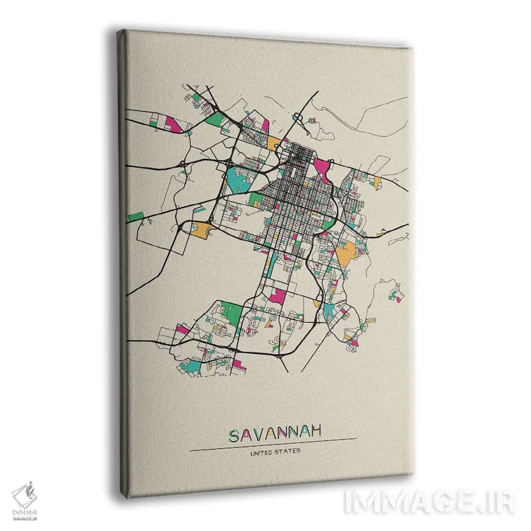 تابلو نقشهٔ ساوانا، جورجیا اثر آیشه دنیز آکِرمان - نمای پرسپکتیو محصول
