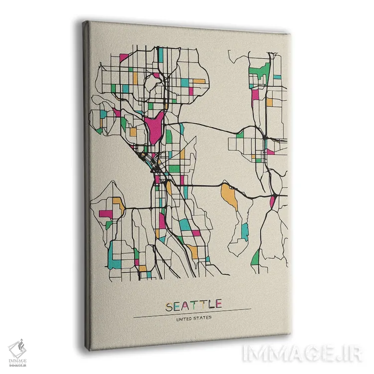 تابلو نقشهٔ سیاتل، واشینگتن اثر آیشه دنیز آکِرمان - نمای پرسپکتیو محصول