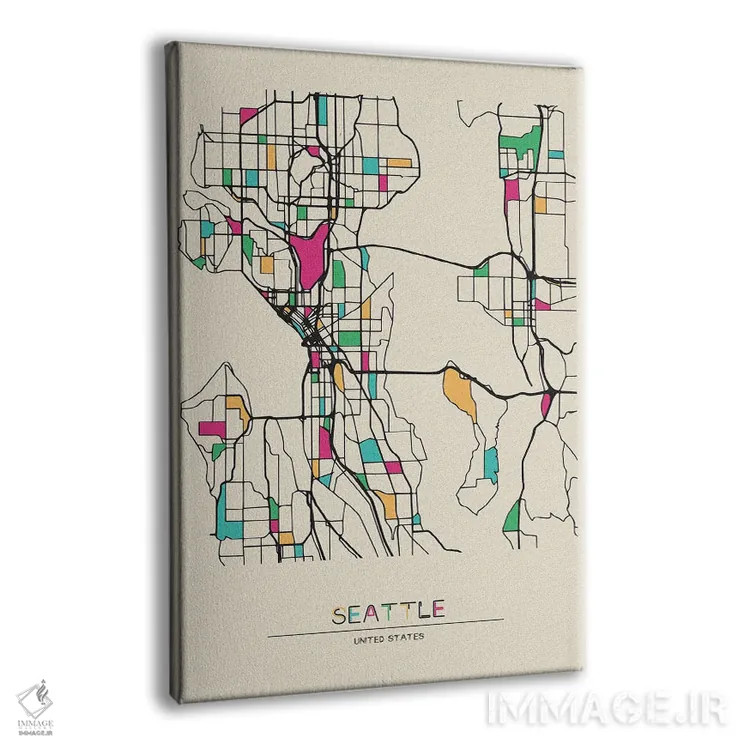 تابلو نقشهٔ سیاتل، واشینگتن اثر آیشه دنیز آکِرمان - نمای پرسپکتیو محصول