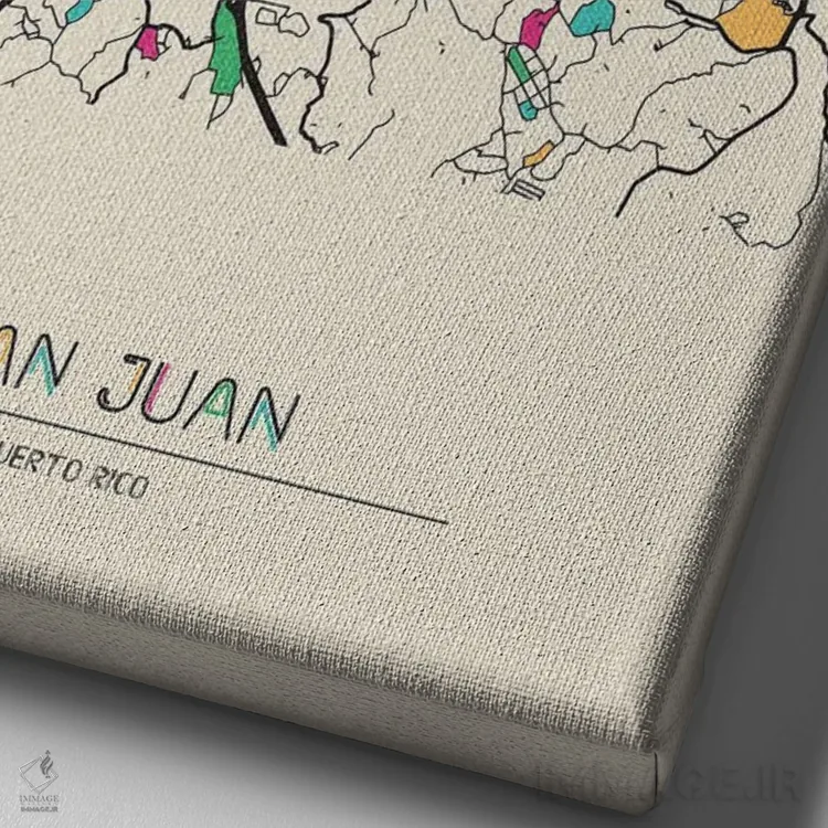 تابلو نقشهٔ سن خوآن، پورتو ریکو اثر آیشه دنیز آکِرمان - نمای نزدیک بافت بوم